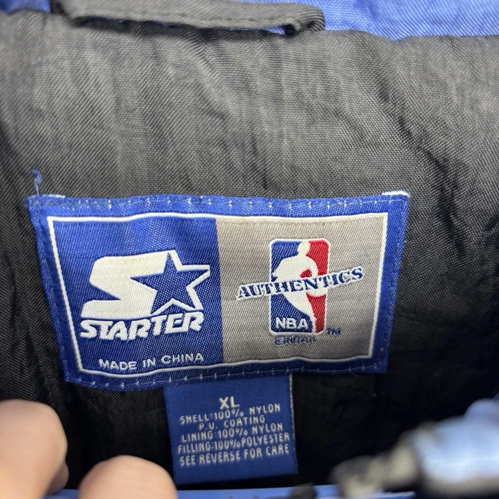 Cleveland Cavaliers Starter Jacket Mens XL Black NBA Pullover Snap Close Blue